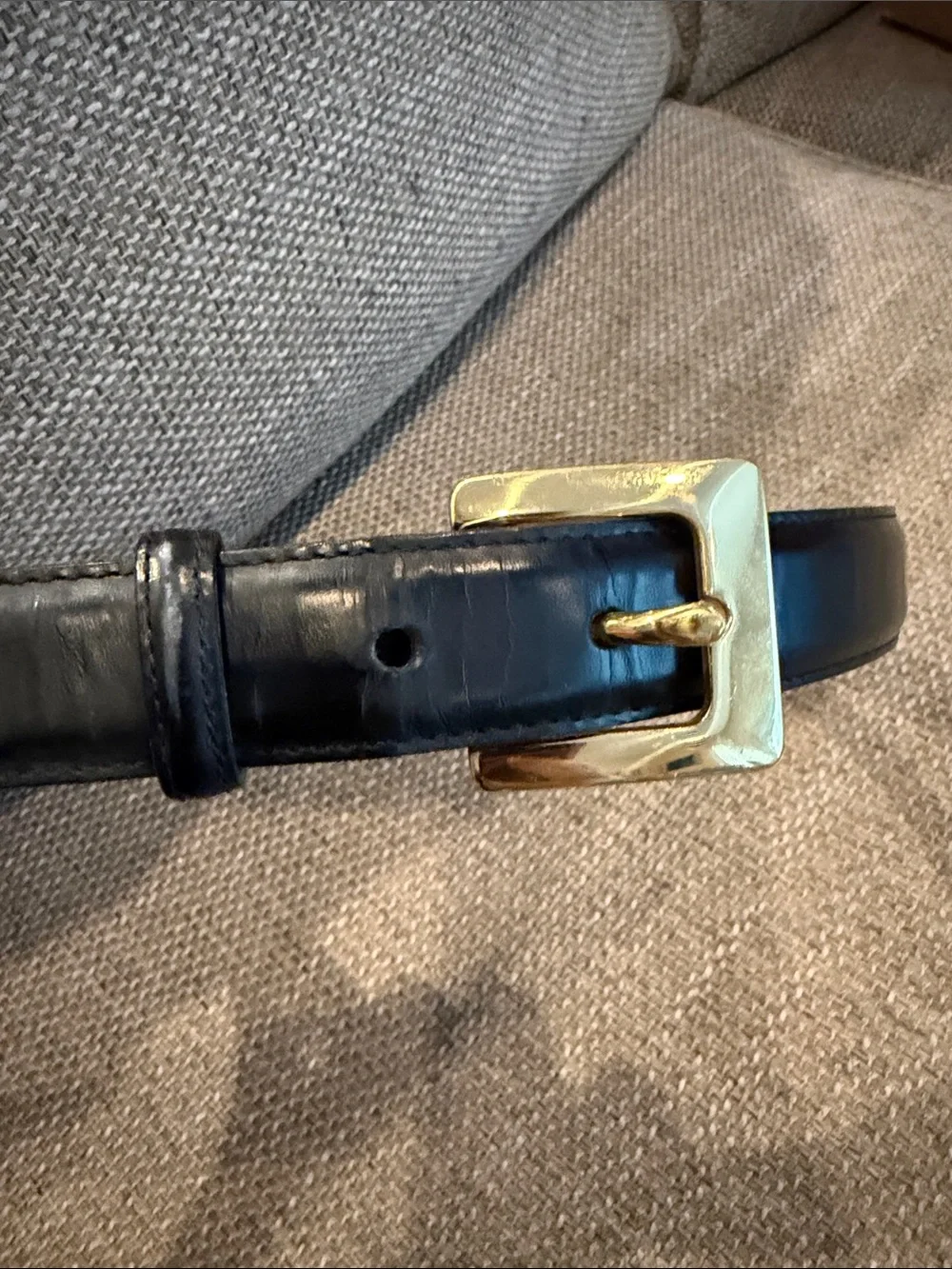 EUC - Vintage Coach Black Leather Belt with Gold Square Buckle - Small